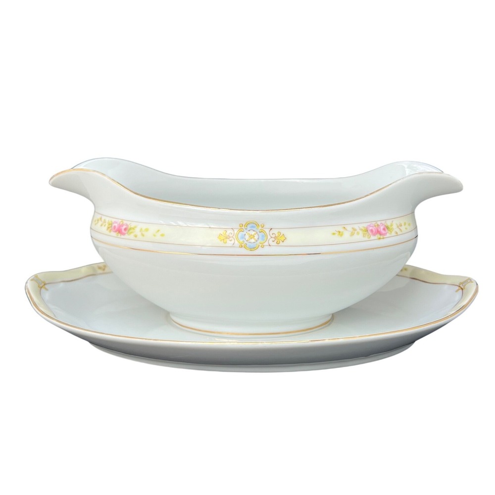 Gravy Boat Noritake Havana Underplate Floral Gold Trim China Vintage Kitchen